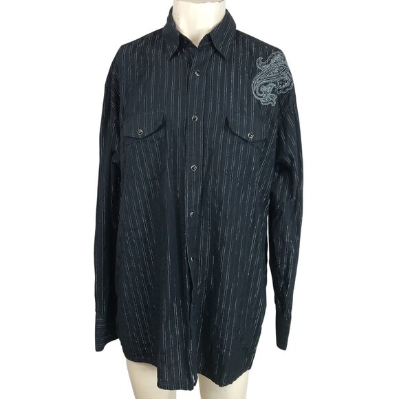 GEORGE STRAIT TROUBADOUR COLLECTION MEN'S XL - BLACK W/SILVER LONG SLEEVE SHIRT - Picture 1 of 7